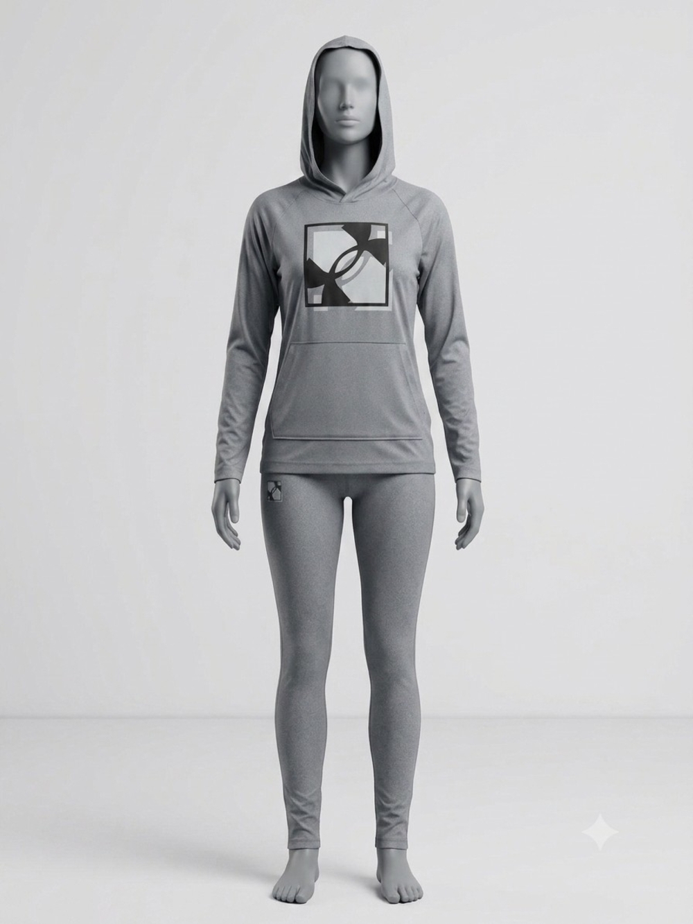 Under Armour Kids Gray pullover Hoodie with Geometric Chest Logo.     HJ  11